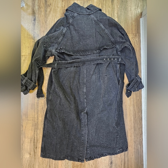 ZARA COLLECTION DENIM TRENCH, grey, size US M - Picture 7 of 9